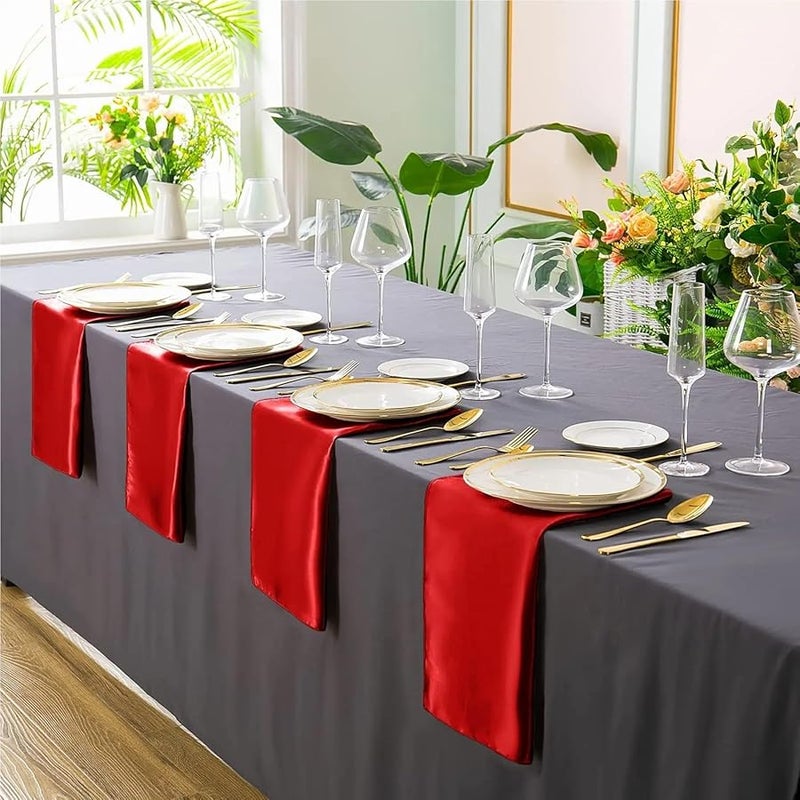 Blue Satin Dinner Napkins 30x30cm 100PCS Silky Soft for Wedding Christmas Thanksgiving Decoration - Image 5